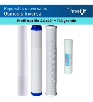 Finefilt - Repuestos Osmosis 400-800 Gpd Cartuchos 2.5x20  Y T33 Grande