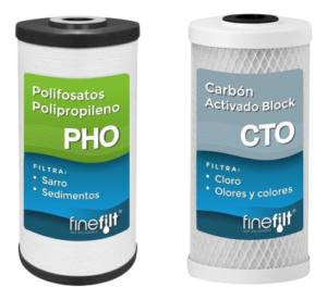 Finefilt - 2 Cartuchos Repuesto Filtro Agua Antisarro Sistema 3x2 Jumbo Color Azul