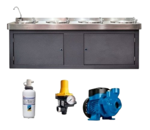 Welltek - Bebedero Escuelas Uso Rudo 4 Estaciones Filtro 3m