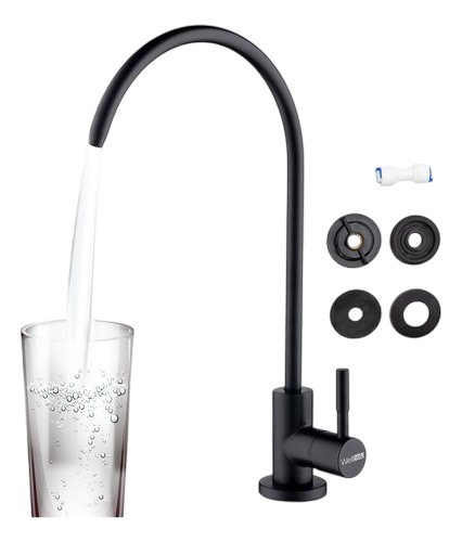 Welltek - Grifo Dispensador De Agua Tarja, Cocina, Filtro, Bomba Negro