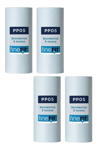 Finefilt - 4 Cartuchos Repuesto Para Filtros De Agua 4.5x10 Sedimento