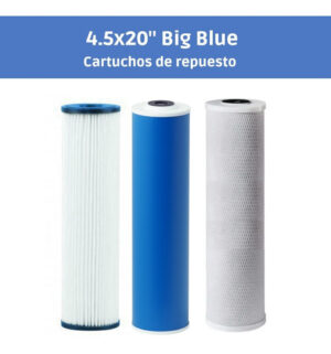 Finefilt - 3 Cartuchos Repuesto Filtros Agua Tren Triple 4.5x20 Bigblue