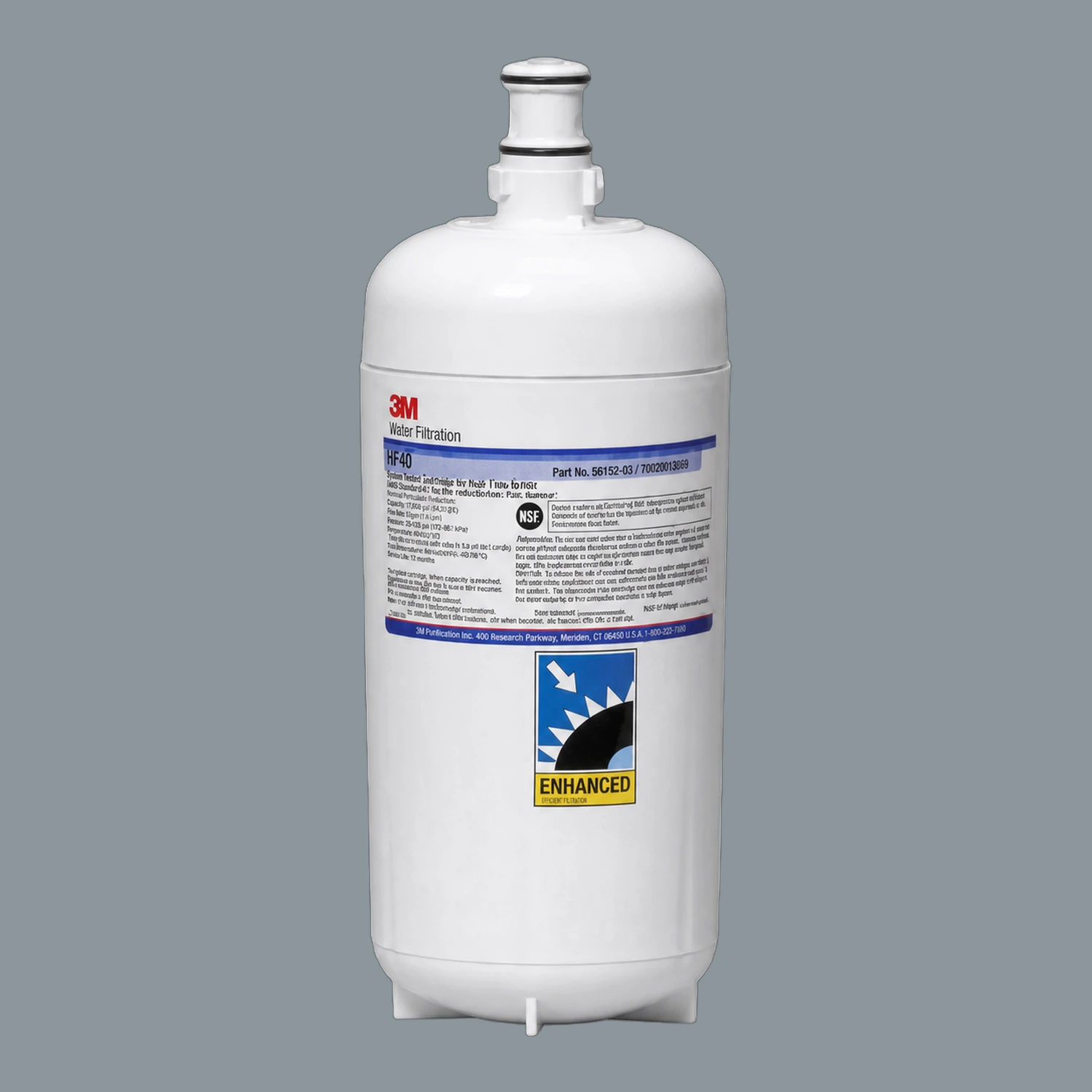 Cartucho 3M HF40 para Filtro y Purificador de Agua | Repuesto Original 3M, Reduce Bacterias, Elimina Olor y Sabor a Cloro, Tecnología IMPACT™ con Membrana Absoluta, Compatible con Sistemas 3M, Cambio Sanitario Rápido SQC