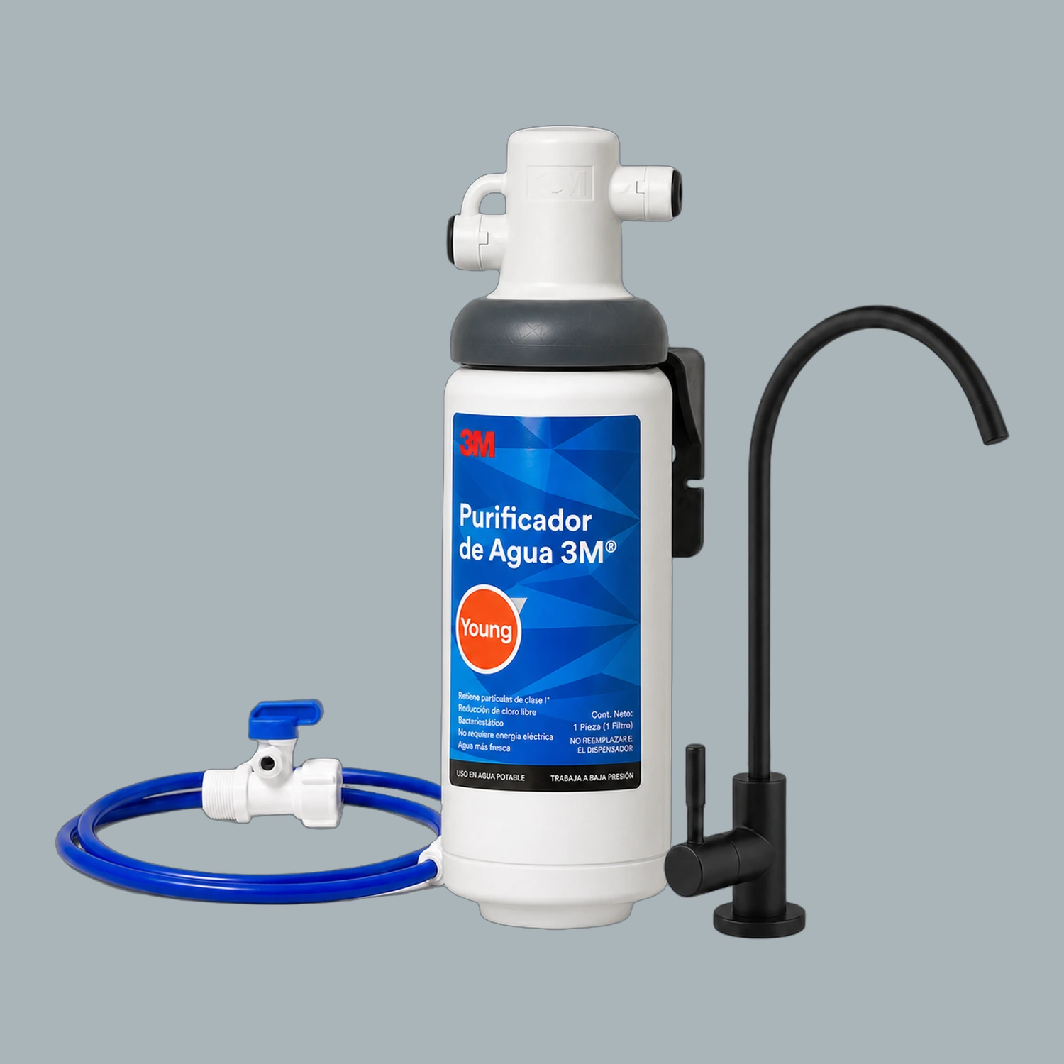 3m – Purificador Young Grifo SS Natural – Máxima Calidad En Filtración