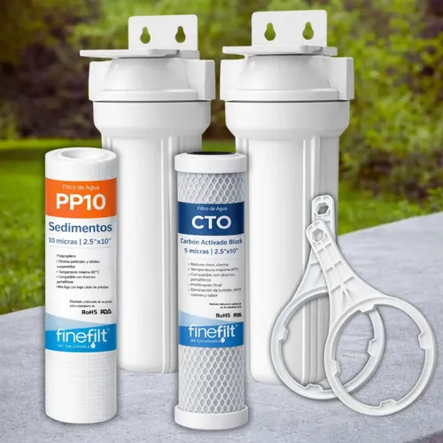 Finefilt - Filtro De Agua 2 Etapas 2.5x10 Sedimentos Y Carbón Activado