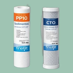 Finefilt - Filtro De Agua 2 Etapas 2.5x10 Sedimentos Y Carbón Activado