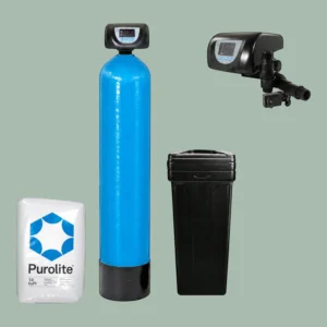 Finefilt - Suavizador Agua Ablandador Elimina Dureza Sarro Automático (PAQUETE TANQUE SALERO, VÁLVULA AUTOMÁTICA Y ACCESORIOS)