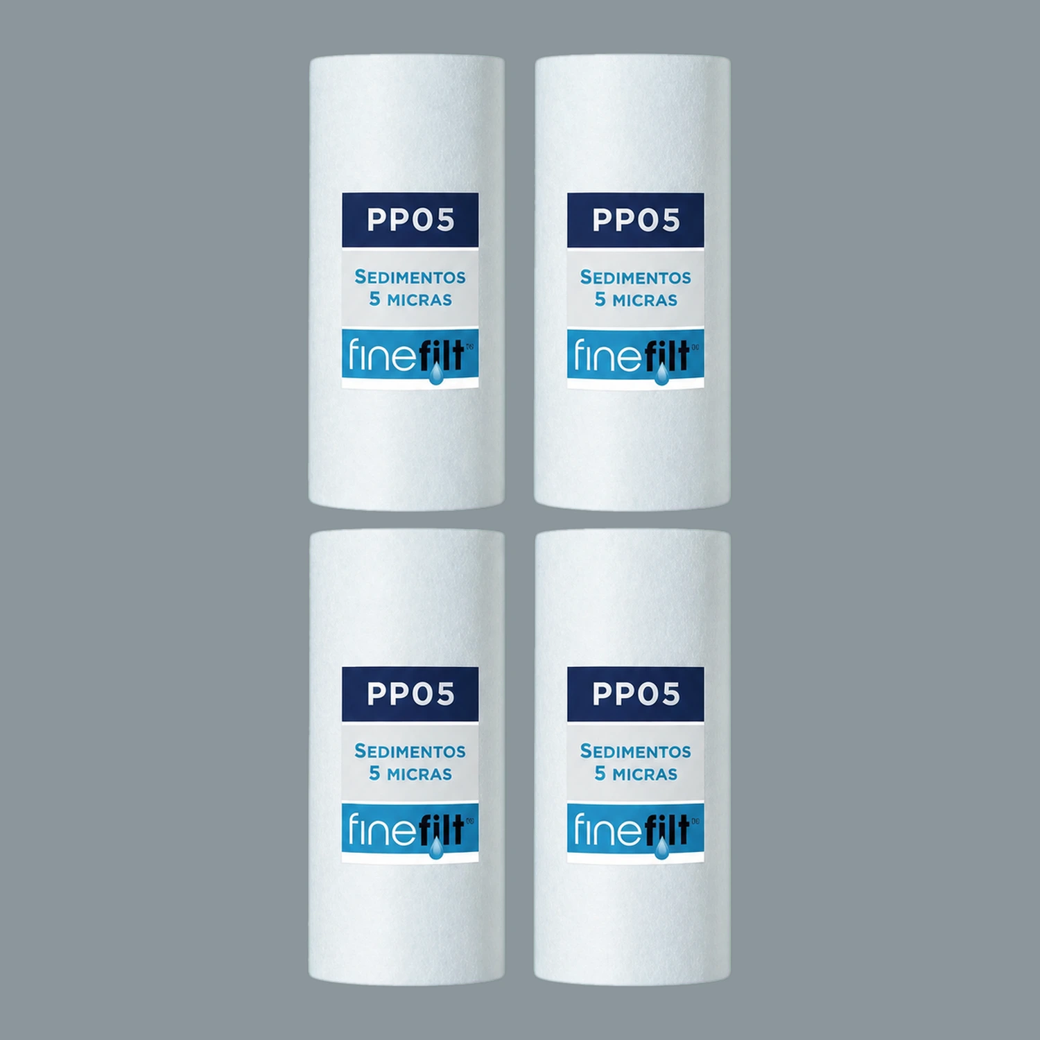 Finefilt - 4 Cartuchos Repuesto Para Filtros De Agua 4.5x10 Sedimento