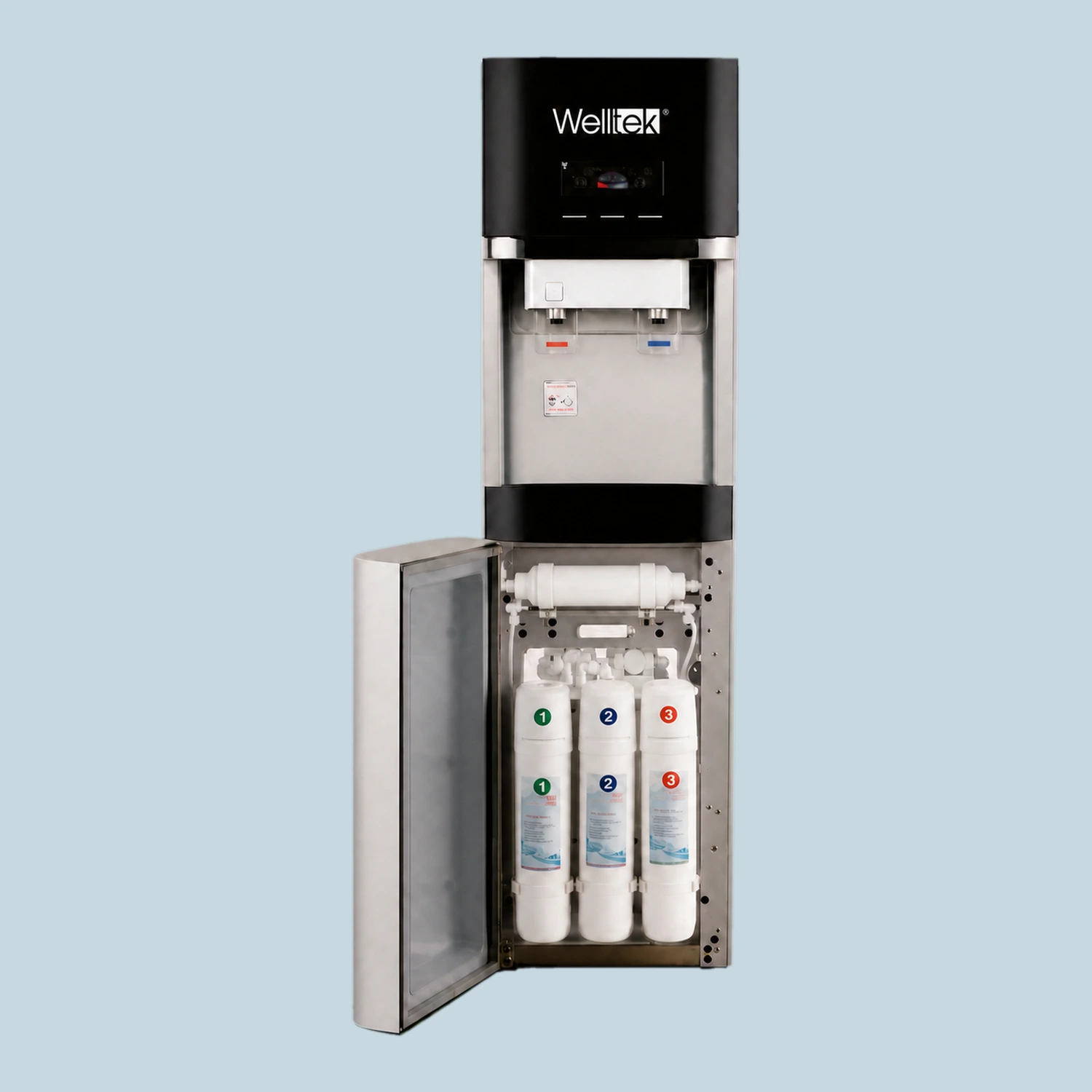 Welltek - Dispensador Purificador Con Osmosis Inversa Agua Fría y Caliente Ideal Oficinas