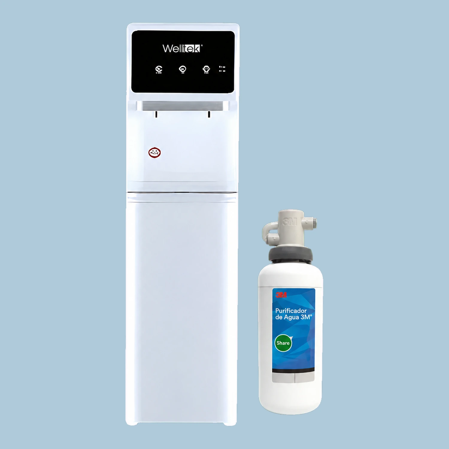 Welltek - Dispensador Purificador De Agua Fría Y Caliente Sin Garrafón