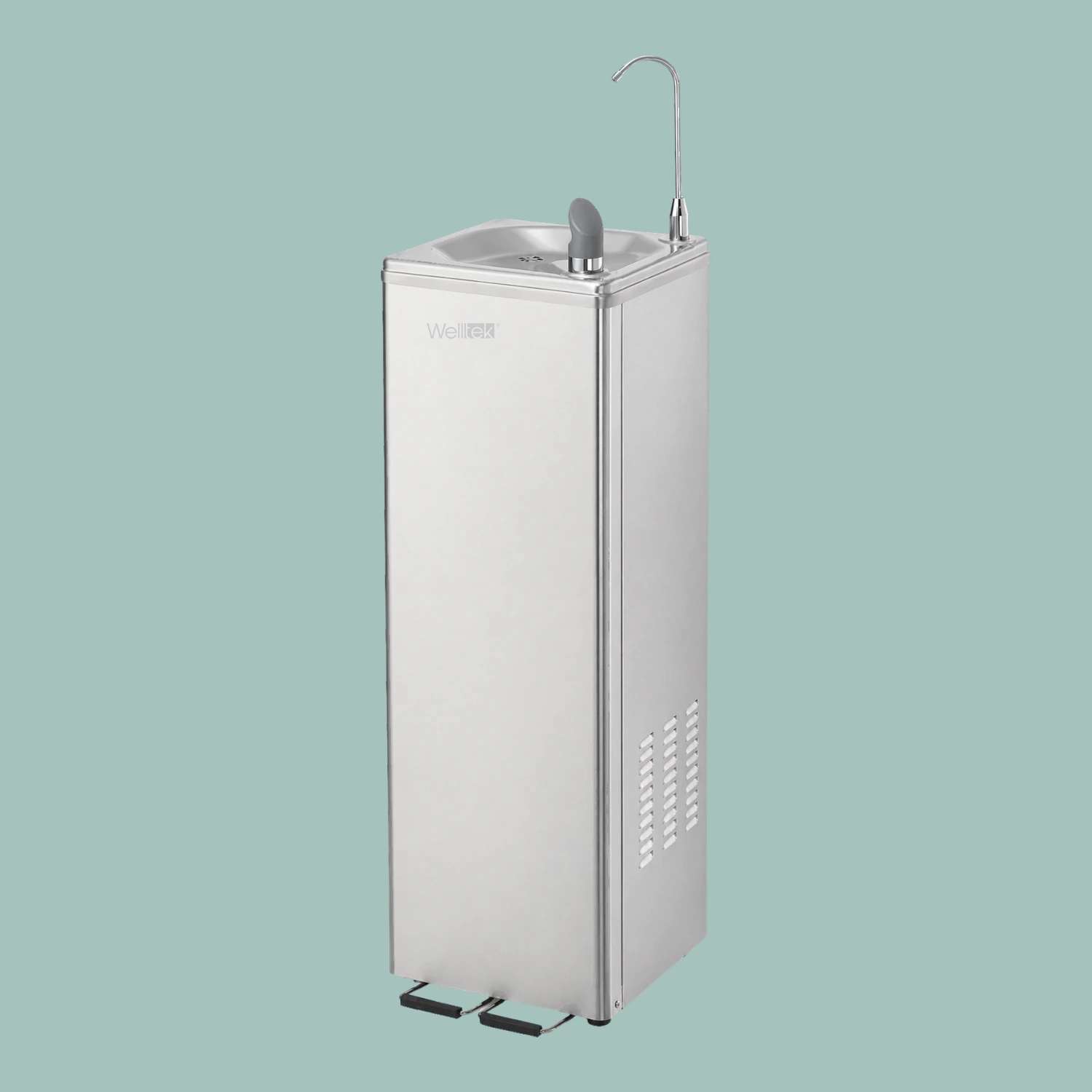 Bebedero de pedestal con agua fría, boquilla, grifo y filtración Welltek WT-PWDF-600A