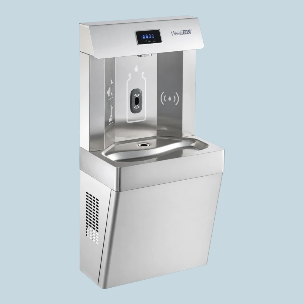 Llenador de botellas de pared con sensor, enfriamiento, filtración y UV Welltek WT-WFS-30B