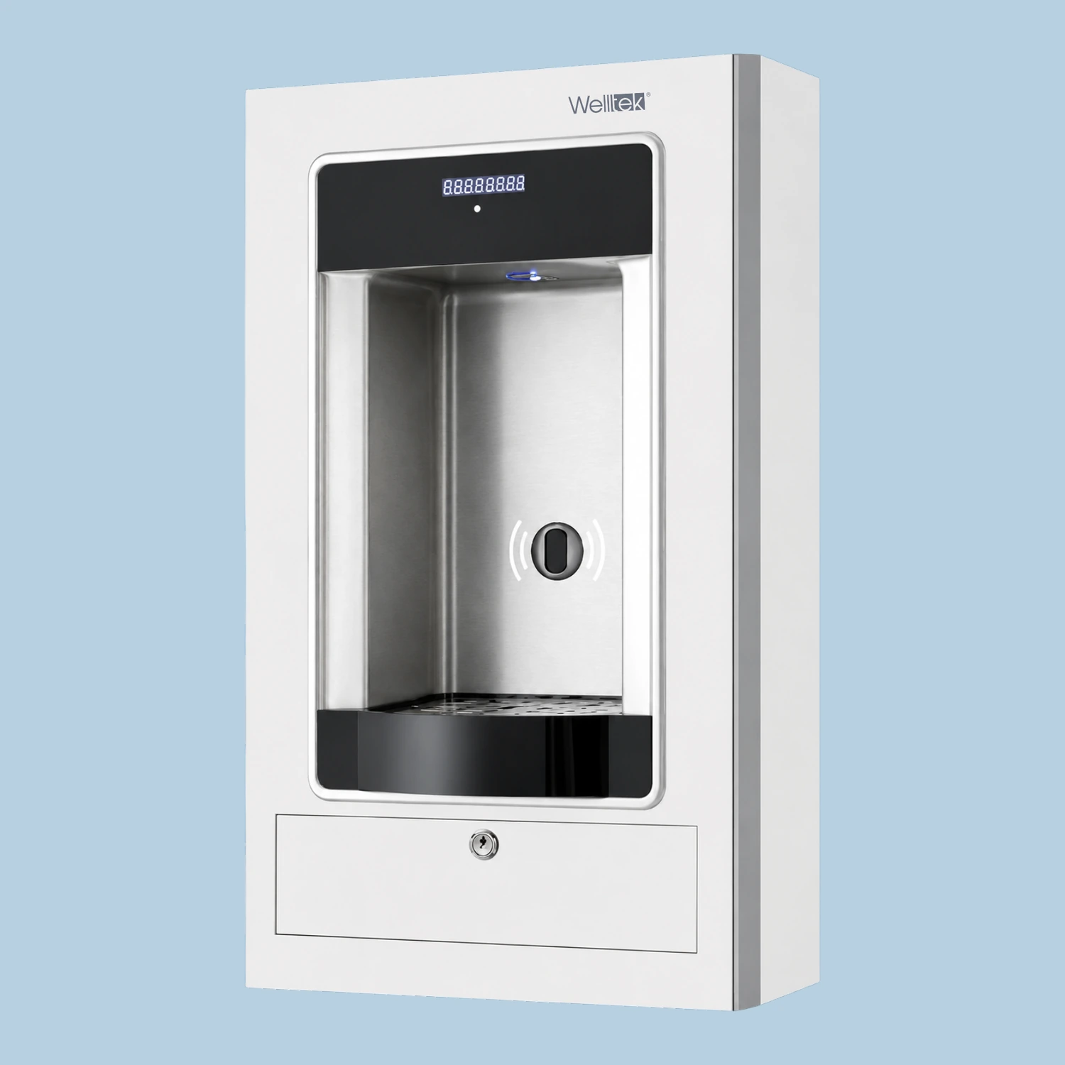 Llenador de botellas empotrable con sensor, filtración, UV y contador Welltek WT-WFS-BF