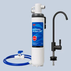 Filtro purificador de agua 3M Family para casa, bajo tarja · Grifo de acero inoxidable negro, cambio rápido