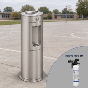 Bebedero de agua para escuelas de pedestal Welltek con filtro 3M