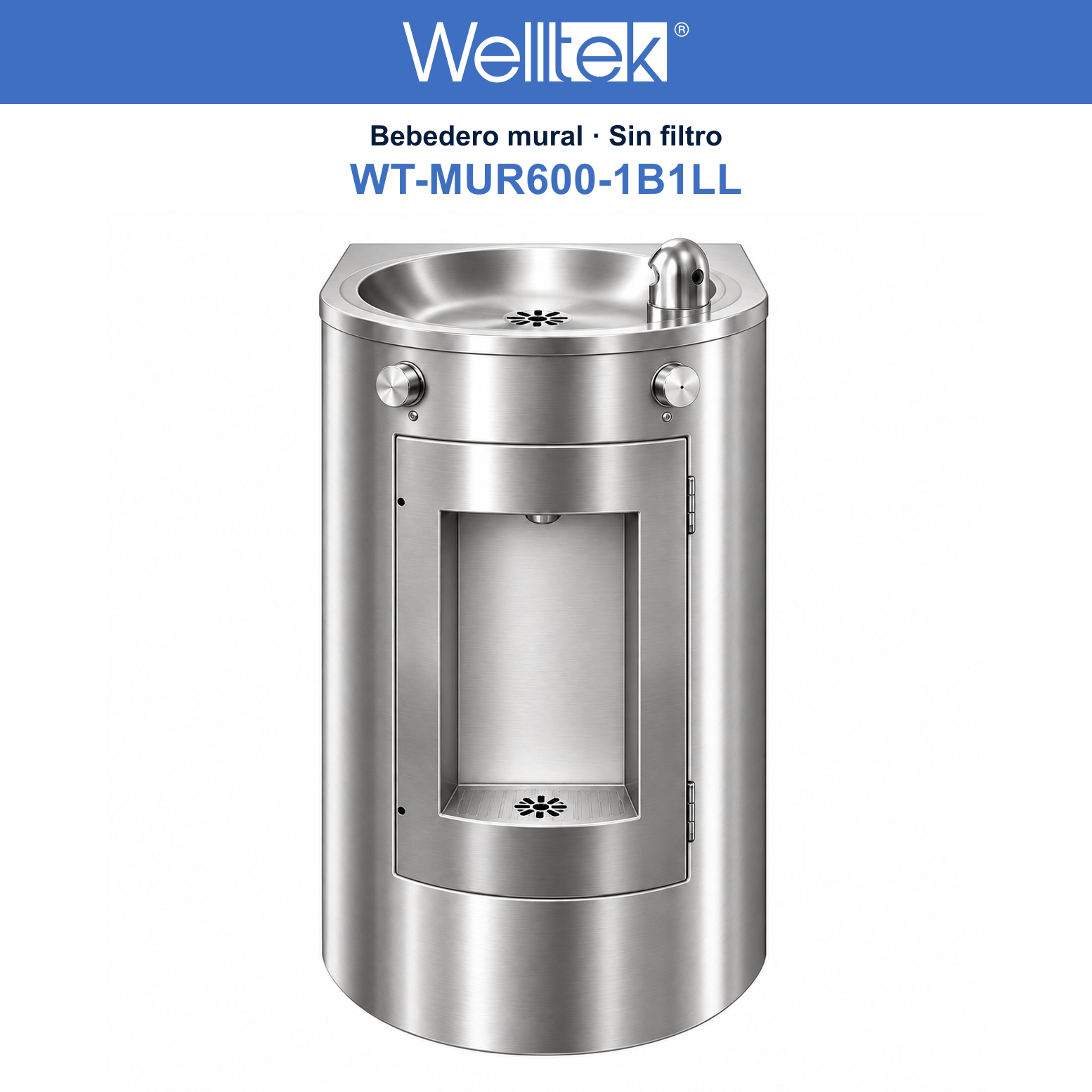 Bebedero de agua para escuelas de muro Welltek sin filtro