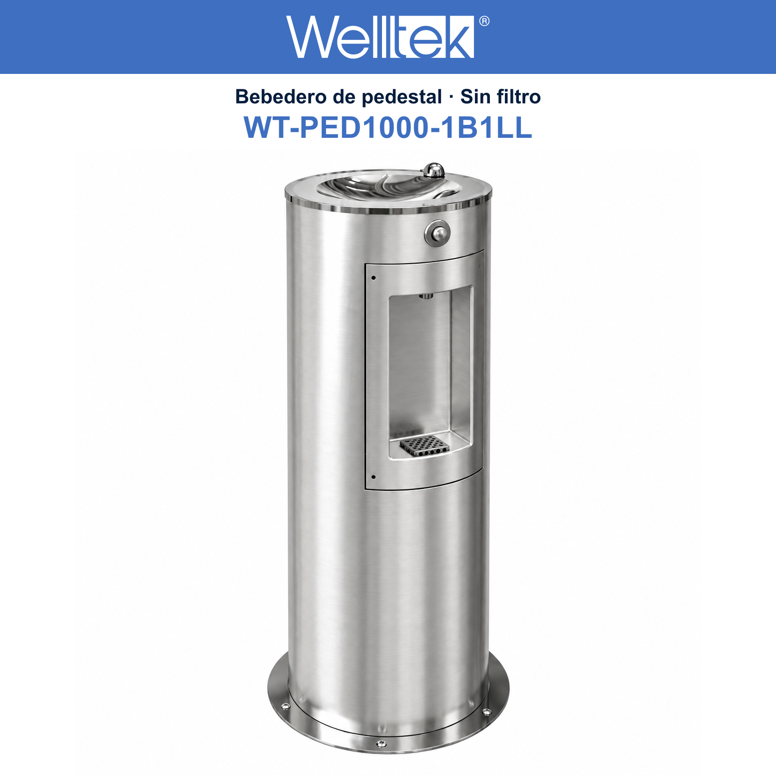 Bebedero de agua para escuelas de pedestal Welltek sin filtro